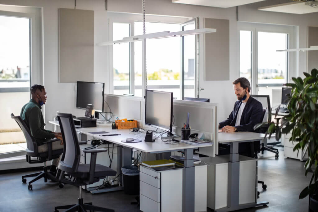 workplace occupants in comfortable indoor office